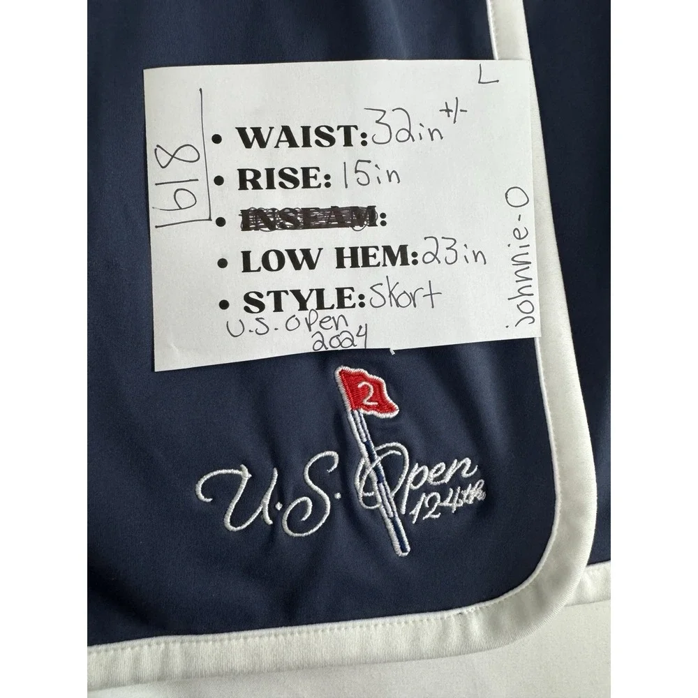 Johnnie-O Womens Gabby Performance Skirt Skort Navy White SZ L 124th U.S Open NW